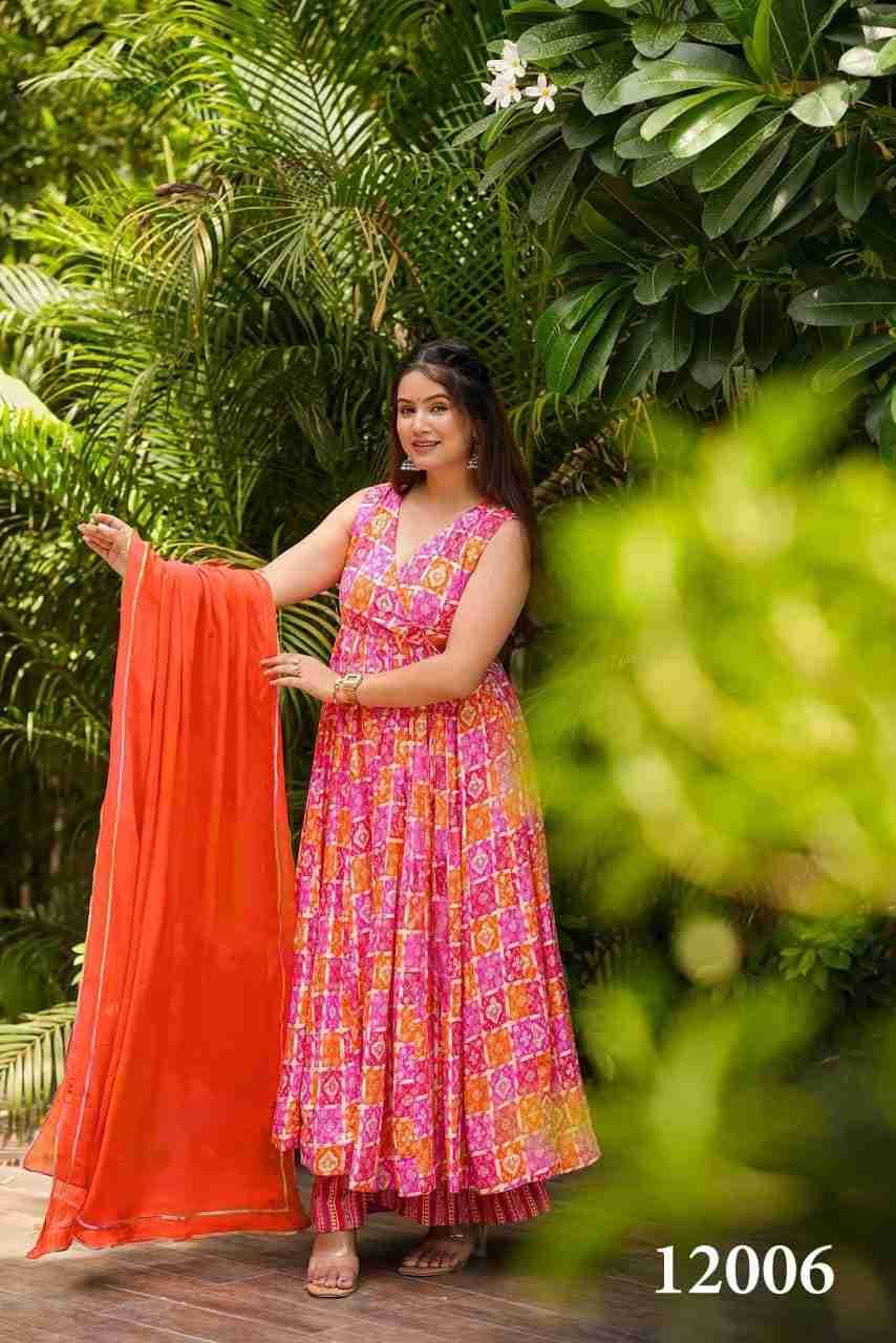 Clora Vol-12 By Fashid Wholesale 12001 To 12007 Series Designer Anarkali Suits Beautiful Fancy Colorful Stylish Party Wear & Occasional Wear Muslin Dresses At Wholesale Price
