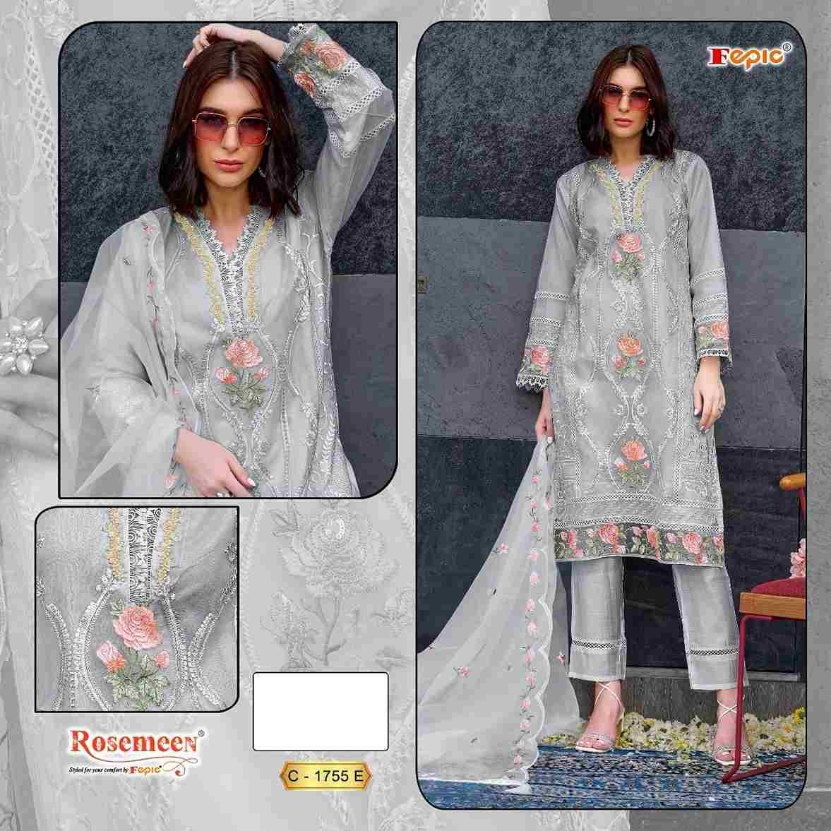 Fepic 1755 Colours By Fepic 1755-C To 1755-F Series Beautiful Pakistani Suits Colorful Stylish Fancy Casual Wear & Ethnic Wear Organza Embroidered Dresses At Wholesale Price