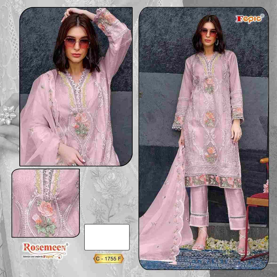 Fepic 1755 Colours By Fepic 1755-C To 1755-F Series Beautiful Pakistani Suits Colorful Stylish Fancy Casual Wear & Ethnic Wear Organza Embroidered Dresses At Wholesale Price
