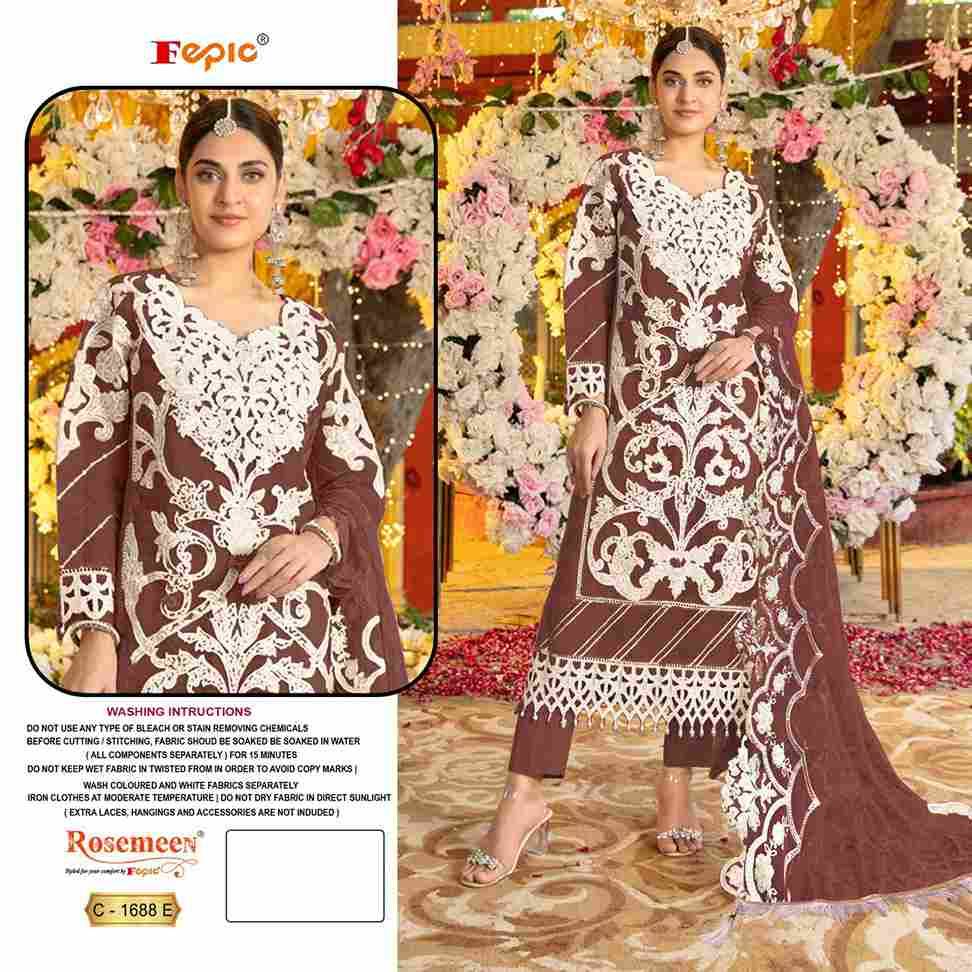 Fepic 1688 Colours Vol-2 By Fepic 1688-E To 1688-G Series Beautiful Pakistani Suits Stylish Fancy Colorful Party Wear & Occasional Wear Organza Embroidered Dresses At Wholesale Price