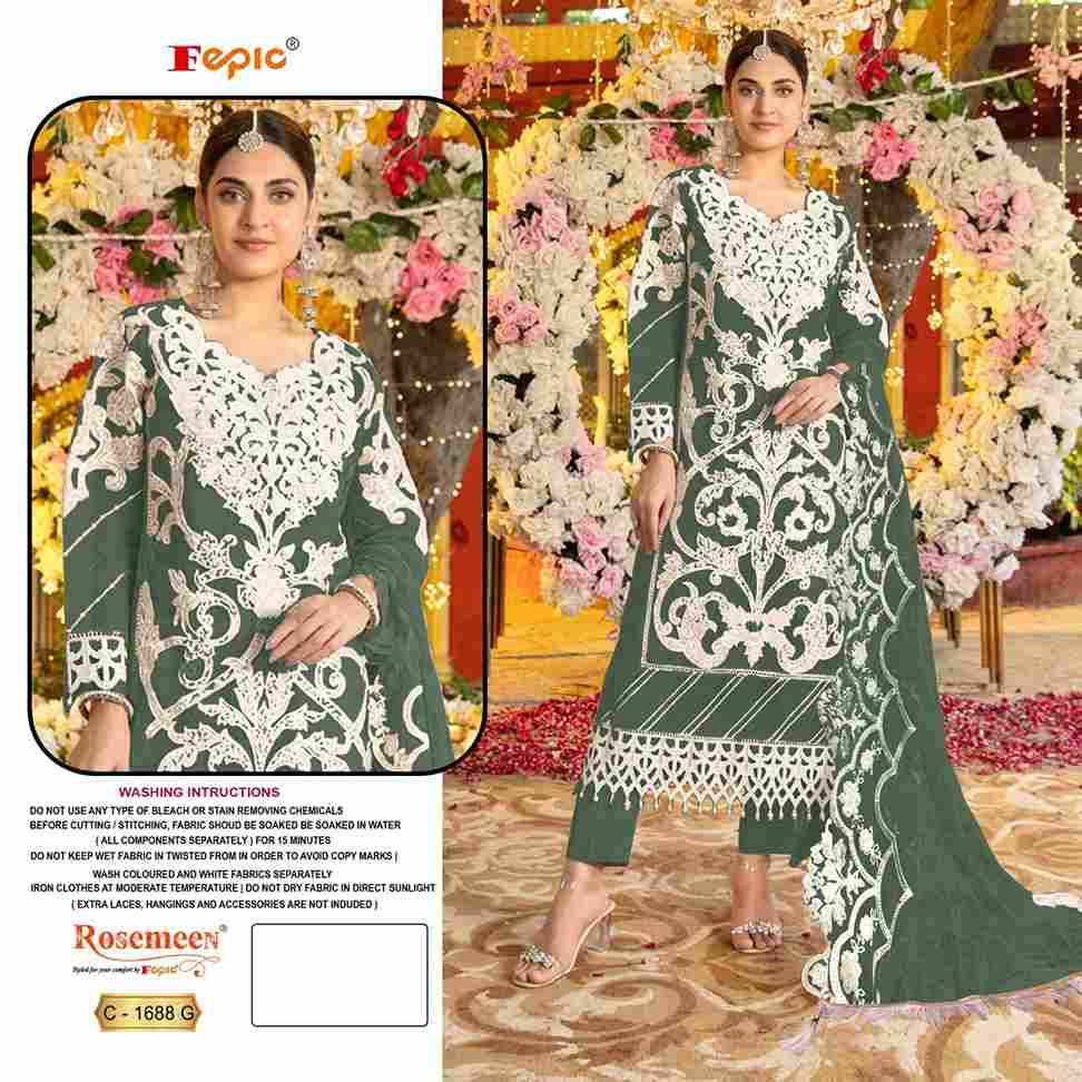 Fepic 1688 Colours Vol-2 By Fepic 1688-E To 1688-G Series Beautiful Pakistani Suits Stylish Fancy Colorful Party Wear & Occasional Wear Organza Embroidered Dresses At Wholesale Price