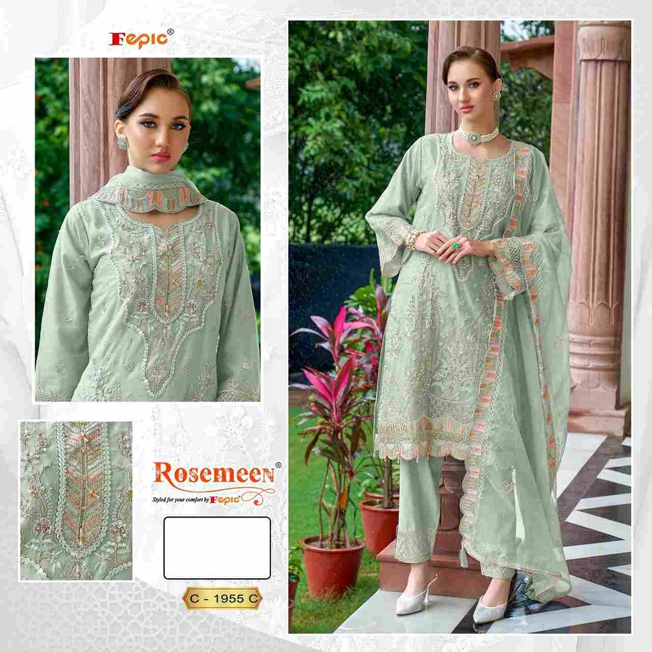 Fepic 1955 Colours By Fepic 1955-A To 1955-D Series Beautiful Pakistani Suits Stylish Fancy Colorful Party Wear & Occasional Wear Organza Embroidered Dresses At Wholesale Price
