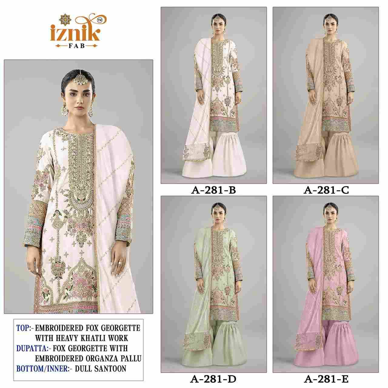 Iznik 281 Colours By Iznik Fab 281-B To 281-E Series Designer Pakistani Suits Beautiful Stylish Fancy Colorful Party Wear & Occasional Wear Faux Georgette With Embroidery Dresses At Wholesale Price