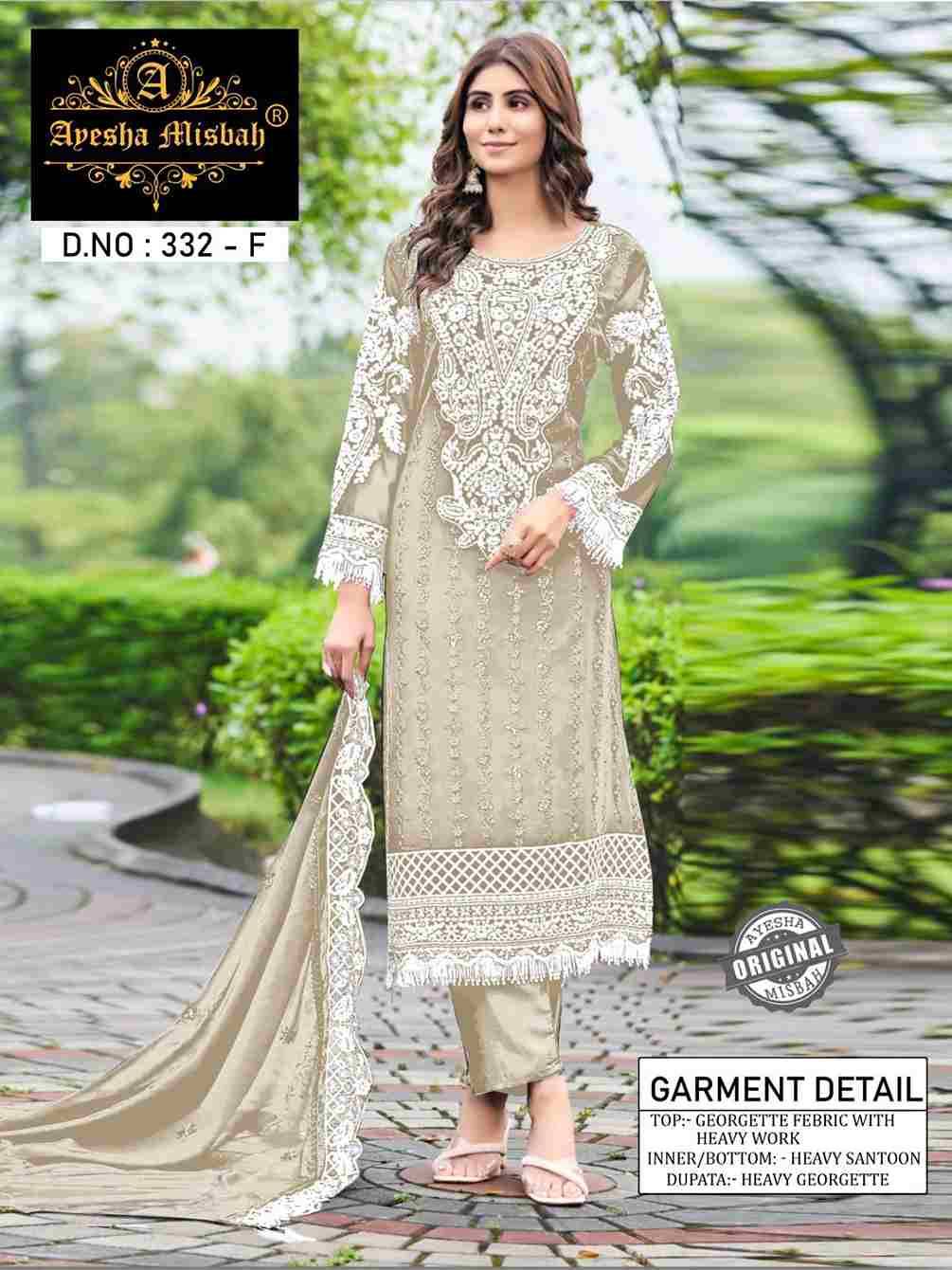 Ayesha Misbah 332 Colours By Fashid Wholesale 332-A To 332-F Series Beautiful Pakistani Suits Colorful Stylish Fancy Casual Wear & Ethnic Wear Georgette Embroidered Dresses At Wholesale Price