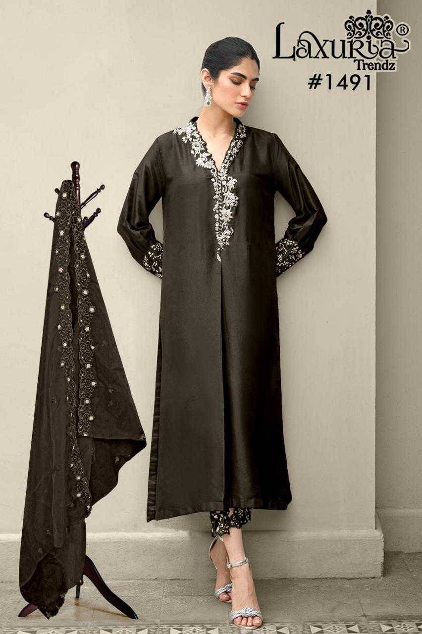 Luxuria Trendz 1491 Colours By Luxuria 1491-A To 1491-C Series Beautiful Pakistani Suits Colorful Stylish Fancy Casual Wear & Ethnic Wear Jam Satin Dresses At Wholesale Price