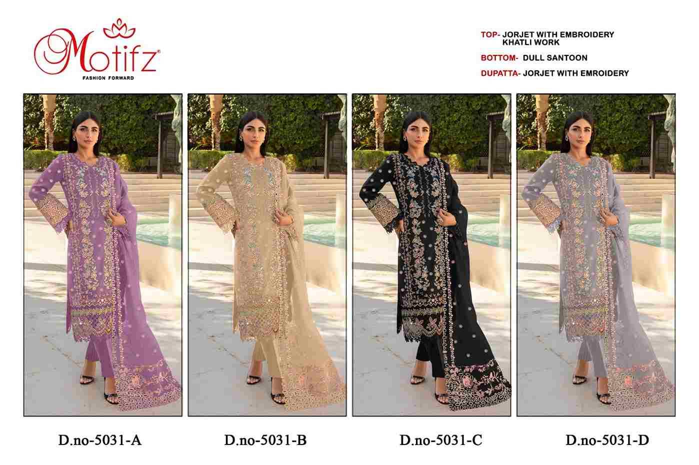 Motifz Hit Design 5031 Colours By Motifz 5031-A To 5031-D Series Beautiful Pakistani Suits Colorful Stylish Fancy Casual Wear & Ethnic Wear Georgette Dresses At Wholesale Price