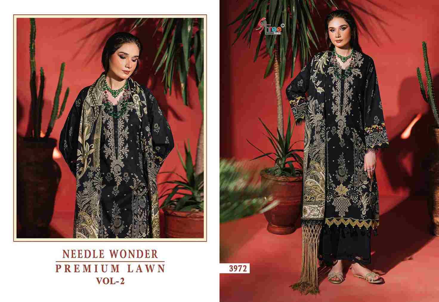 Needle Wonder Premium Lawn Vol-2 By Shree Fabs 3971 To 3977 Series Designer Pakistani Suits Beautiful Fancy Stylish Colorful Party Wear & Occasional Wear Pure Cotton With Embroidery Dresses At Wholesale Price