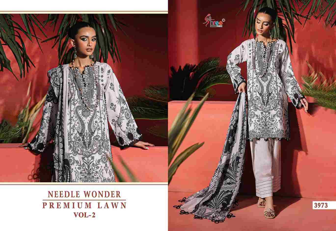 Needle Wonder Premium Lawn Vol-2 By Shree Fabs 3971 To 3977 Series Designer Pakistani Suits Beautiful Fancy Stylish Colorful Party Wear & Occasional Wear Pure Cotton With Embroidery Dresses At Wholesale Price
