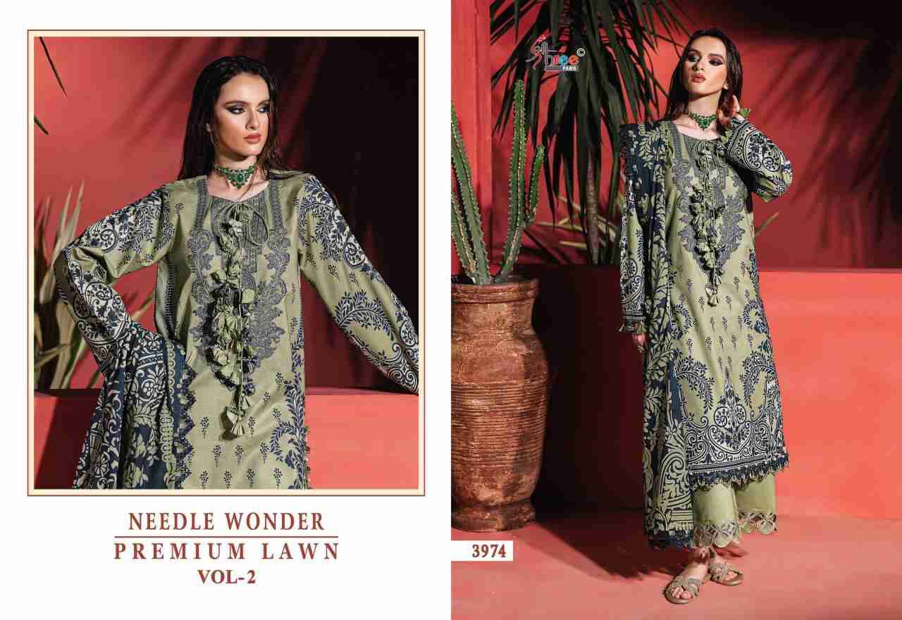 Needle Wonder Premium Lawn Vol-2 By Shree Fabs 3971 To 3977 Series Designer Pakistani Suits Beautiful Fancy Stylish Colorful Party Wear & Occasional Wear Pure Cotton With Embroidery Dresses At Wholesale Price