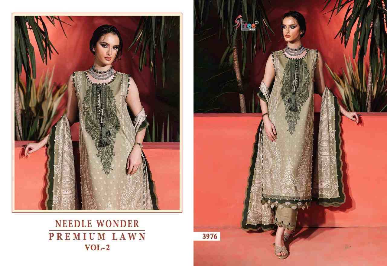 Needle Wonder Premium Lawn Vol-2 By Shree Fabs 3971 To 3977 Series Designer Pakistani Suits Beautiful Fancy Stylish Colorful Party Wear & Occasional Wear Pure Cotton With Embroidery Dresses At Wholesale Price