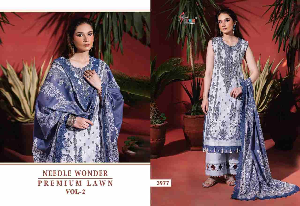 Needle Wonder Premium Lawn Vol-2 By Shree Fabs 3971 To 3977 Series Designer Pakistani Suits Beautiful Fancy Stylish Colorful Party Wear & Occasional Wear Pure Cotton With Embroidery Dresses At Wholesale Price