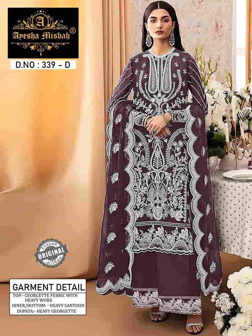Ayesha Misbah 339 Colours By Fashid Wholesale 339-A To 339-F Series Beautiful Pakistani Suits Colorful Stylish Fancy Casual Wear & Ethnic Wear Georgette Embroidered Dresses At Wholesale Price