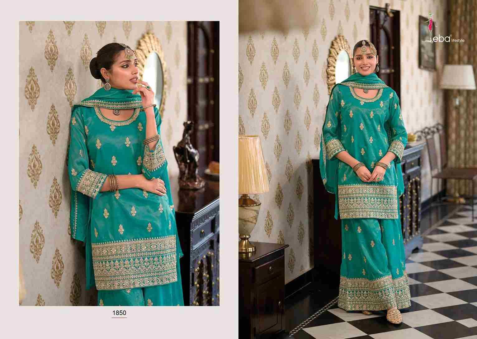Heeramandi By Eba Lifestyle 1848 To 1850 Series Beautiful Sharara Suits Colorful Stylish Fancy Casual Wear & Ethnic Wear Simmer Embroidery Dresses At Wholesale Price