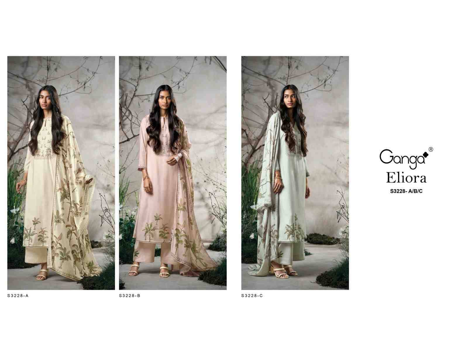 Eliora-3228 By Ganga Fashion 3228-A To 3228-C Series Beautiful Festive Suits Colorful Stylish Fancy Casual Wear & Ethnic Wear Pure Bemberg Silk Dresses At Wholesale Price