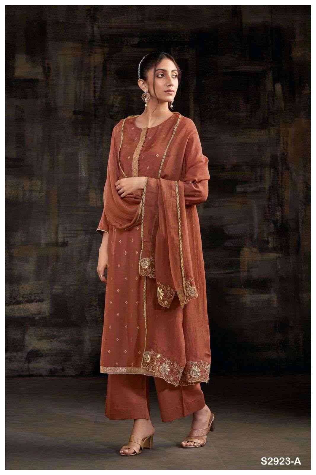 Isra-2923 By Ganga Fashion 2923-A To 2923-B Series Beautiful Festive Suits Colorful Stylish Fancy Casual Wear & Ethnic Wear Pure Viscose Silk Dresses At Wholesale Price