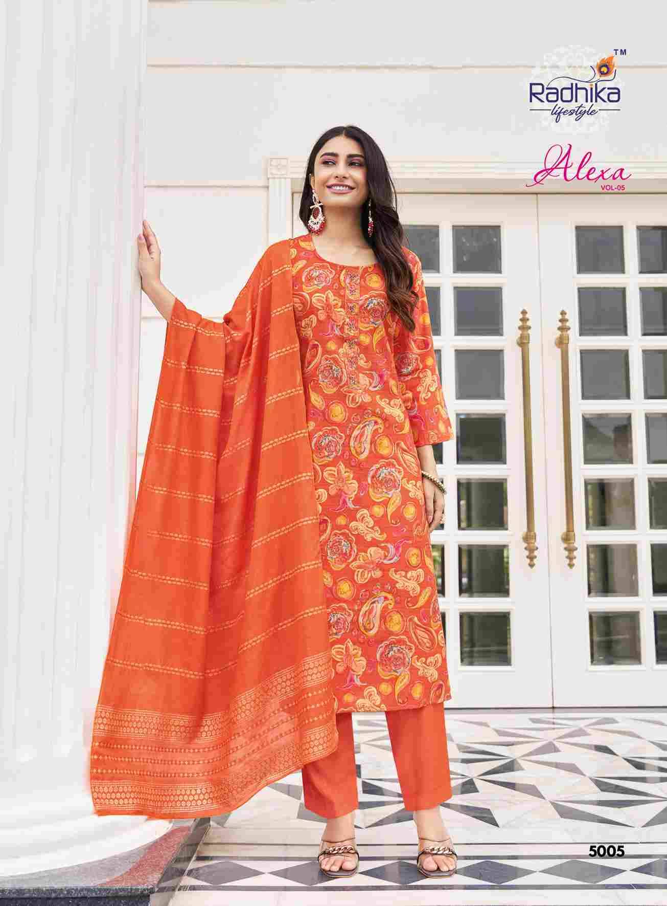 Alexa Vol-5 By Radhika Lifestyle 5001 To 5006 Series Designer Stylish Fancy Colorful Beautiful Party Wear & Ethnic Wear Collection Vertican Silk Dresses At Wholesale Price