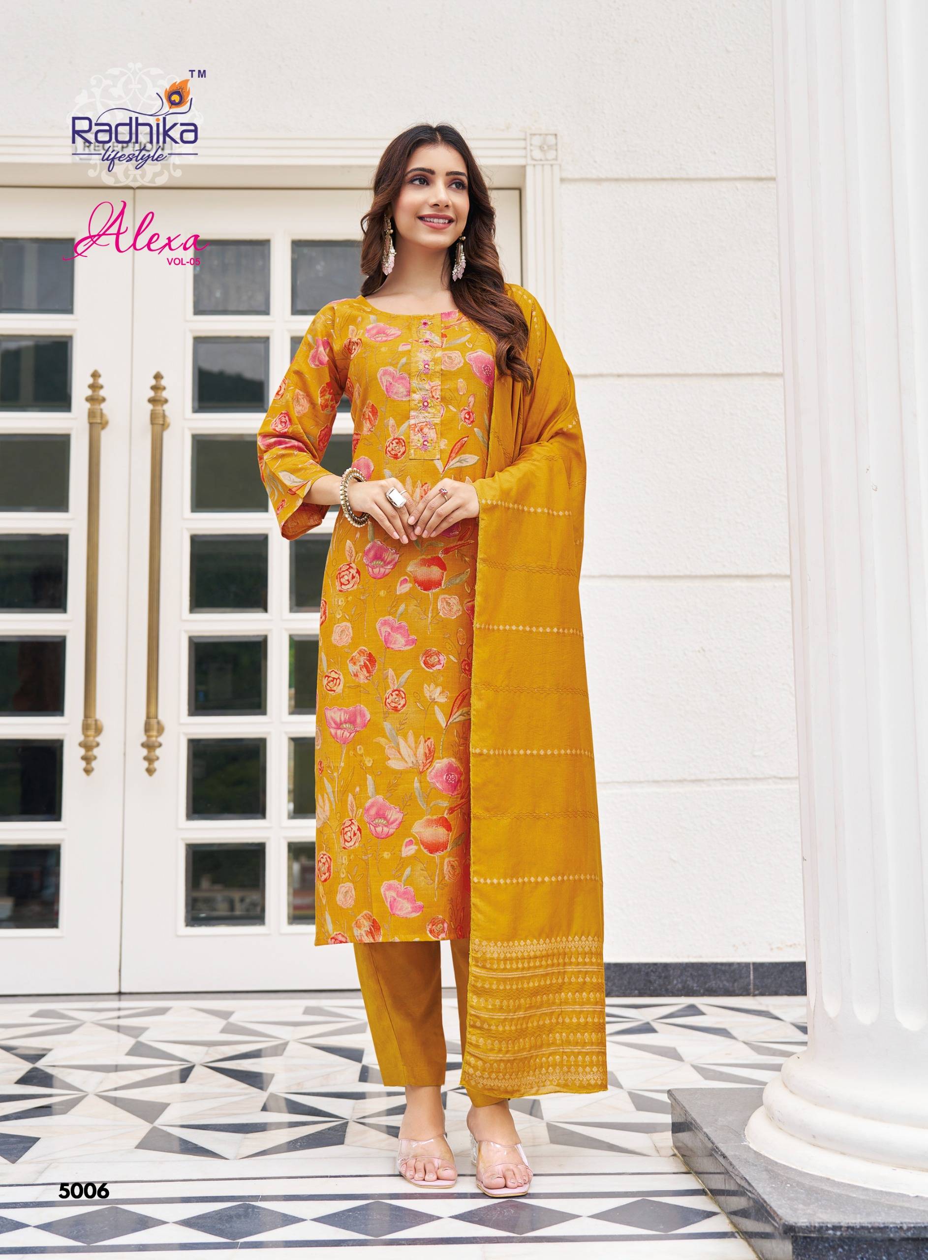 Alexa Vol-5 By Radhika Lifestyle 5001 To 5006 Series Designer Stylish Fancy Colorful Beautiful Party Wear & Ethnic Wear Collection Vertican Silk Dresses At Wholesale Price