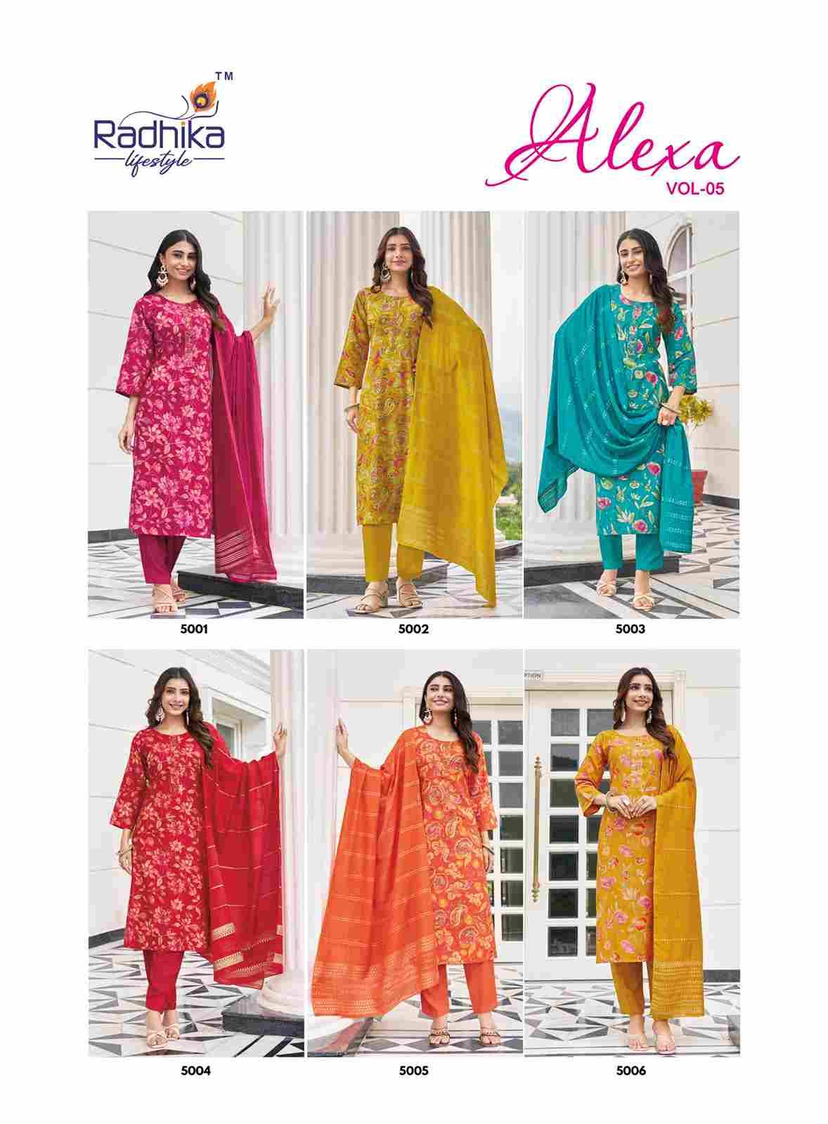 Alexa Vol-5 By Radhika Lifestyle 5001 To 5006 Series Designer Stylish Fancy Colorful Beautiful Party Wear & Ethnic Wear Collection Vertican Silk Dresses At Wholesale Price
