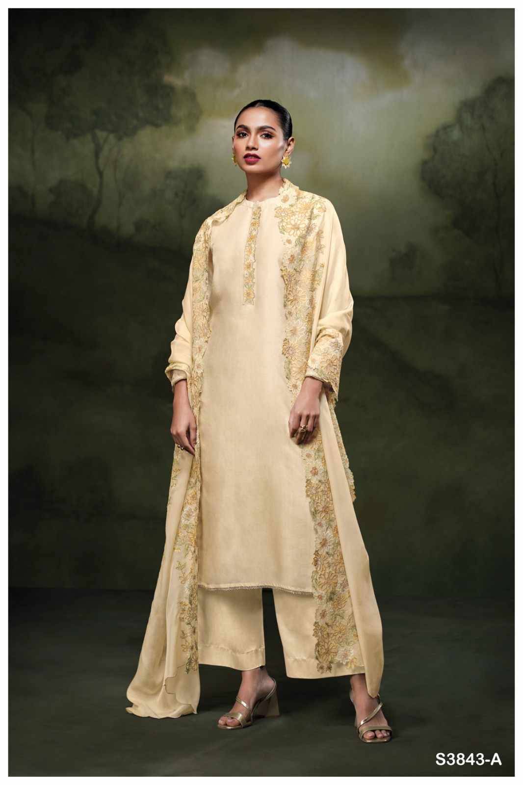 Zaya-3843 By Ganga Fashion 3843-A To 3843-B Series Beautiful Festive Suits Colorful Stylish Fancy Casual Wear & Ethnic Wear Pure Bemberg Silk Dresses At Wholesale Price