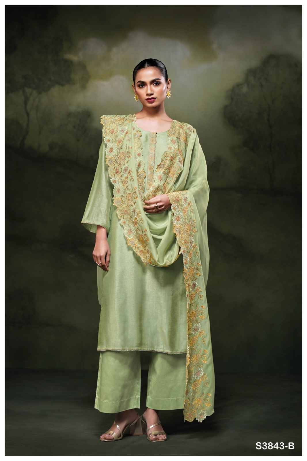 Zaya-3843 By Ganga Fashion 3843-A To 3843-B Series Beautiful Festive Suits Colorful Stylish Fancy Casual Wear & Ethnic Wear Pure Bemberg Silk Dresses At Wholesale Price