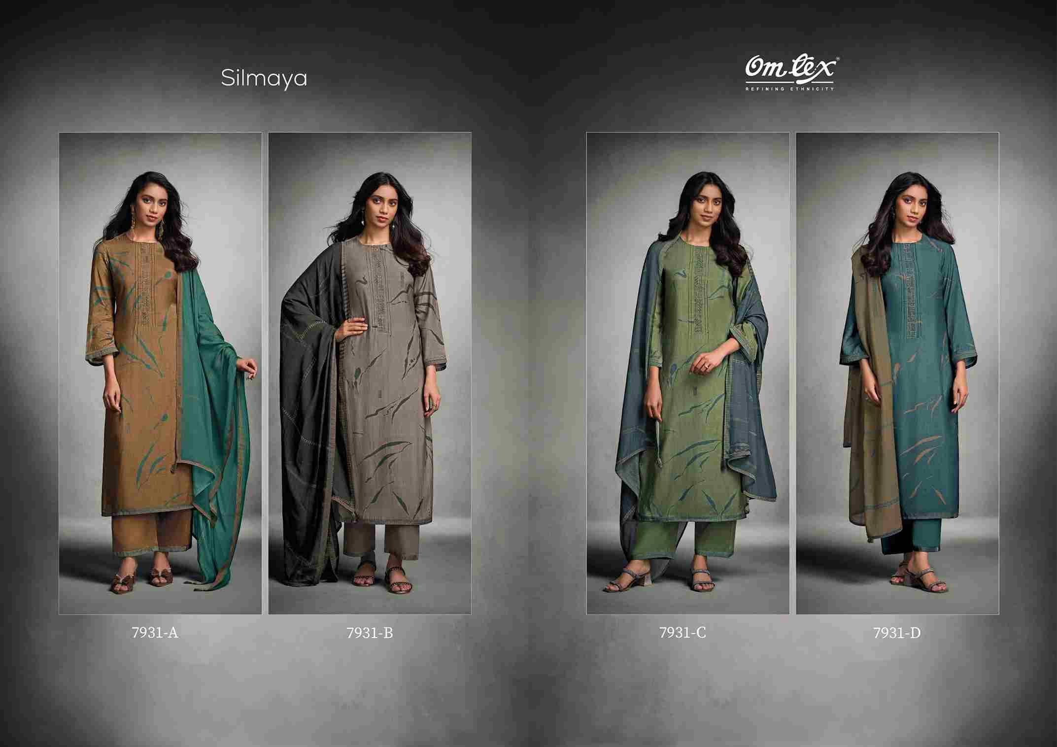 Silmaya By Om Tex 7931-A To 7931-D Series Beautiful Festive Suits Colorful Stylish Fancy Casual Wear & Ethnic Wear Silk Dresses At Wholesale Price