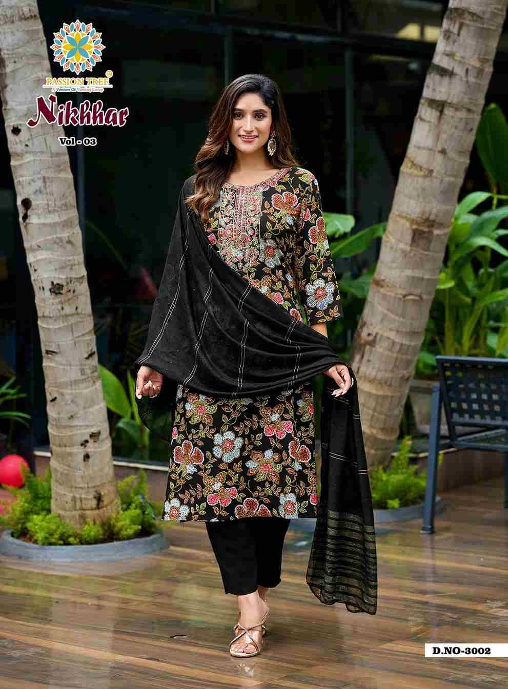 Nikhaar Vol- By Passion Tree 3001 To 3009 Series Beautiful Stylish Festive Suits Fancy Colorful Casual Wear & Ethnic Wear & Ready To Wear Rayon Foil Dresses At Wholesale Price