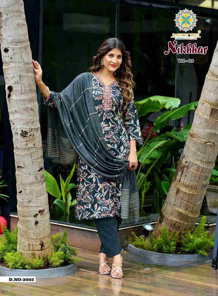Nikhaar Vol- By Passion Tree 3001 To 3009 Series Beautiful Stylish Festive Suits Fancy Colorful Casual Wear & Ethnic Wear & Ready To Wear Rayon Foil Dresses At Wholesale Price