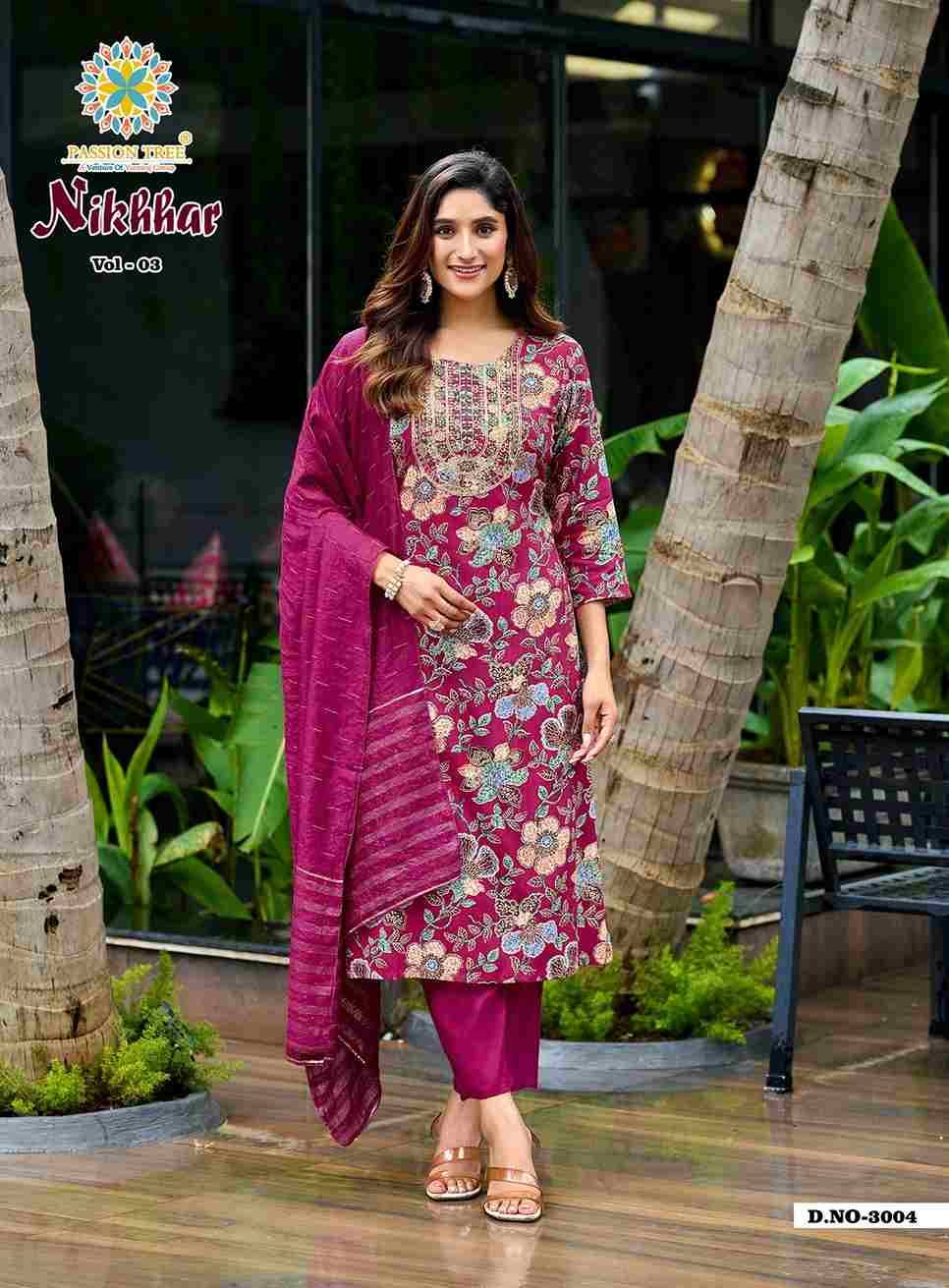 Nikhaar Vol- By Passion Tree 3001 To 3009 Series Beautiful Stylish Festive Suits Fancy Colorful Casual Wear & Ethnic Wear & Ready To Wear Rayon Foil Dresses At Wholesale Price