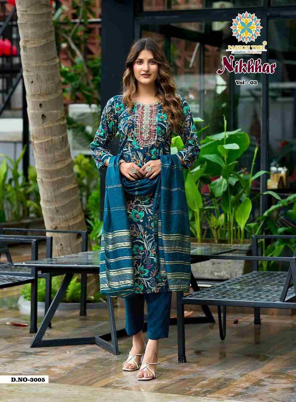 Nikhaar Vol- By Passion Tree 3001 To 3009 Series Beautiful Stylish Festive Suits Fancy Colorful Casual Wear & Ethnic Wear & Ready To Wear Rayon Foil Dresses At Wholesale Price