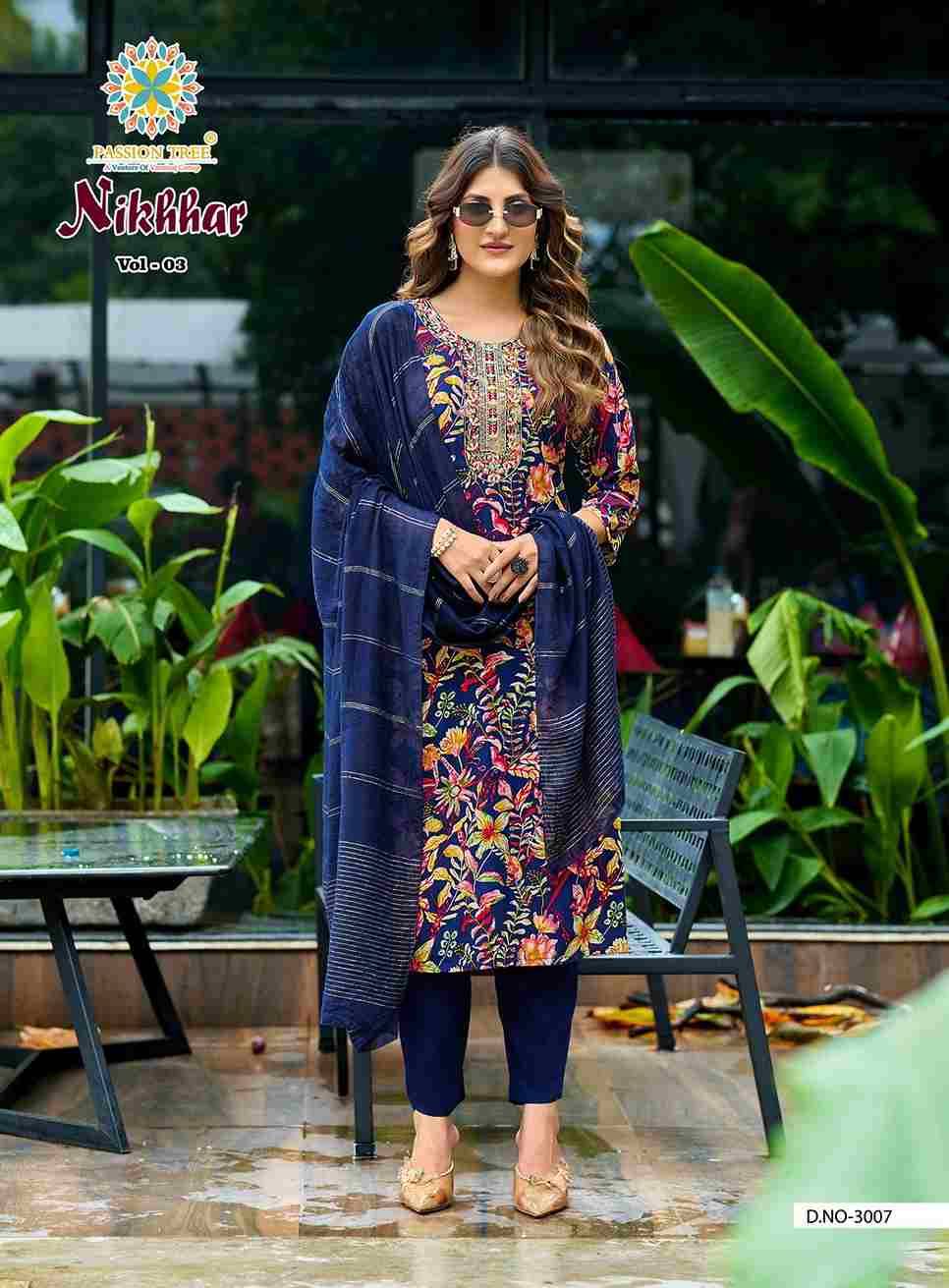 Nikhaar Vol- By Passion Tree 3001 To 3009 Series Beautiful Stylish Festive Suits Fancy Colorful Casual Wear & Ethnic Wear & Ready To Wear Rayon Foil Dresses At Wholesale Price