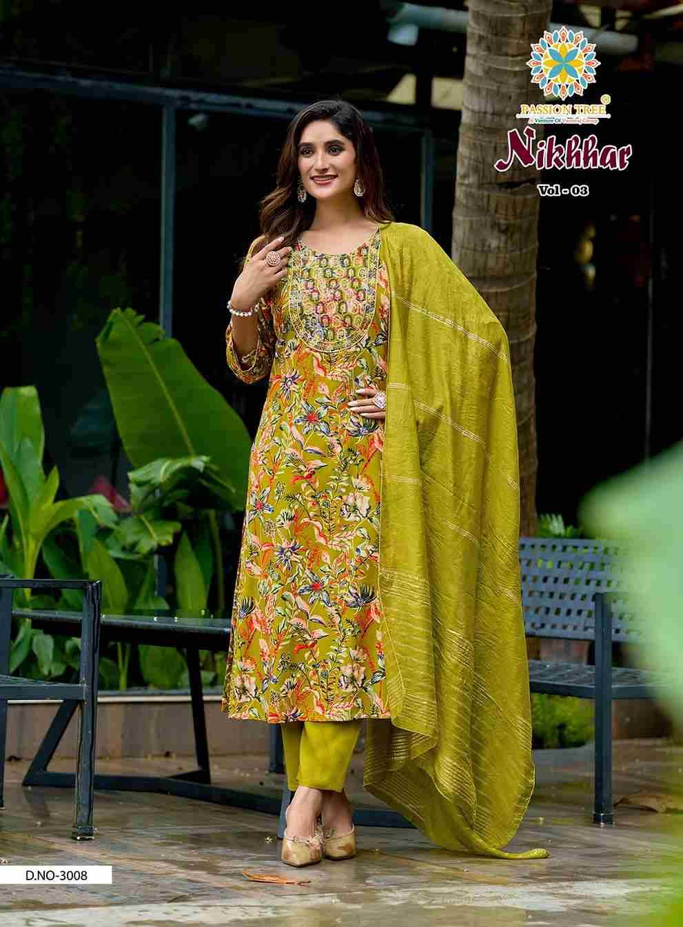 Nikhaar Vol- By Passion Tree 3001 To 3009 Series Beautiful Stylish Festive Suits Fancy Colorful Casual Wear & Ethnic Wear & Ready To Wear Rayon Foil Dresses At Wholesale Price