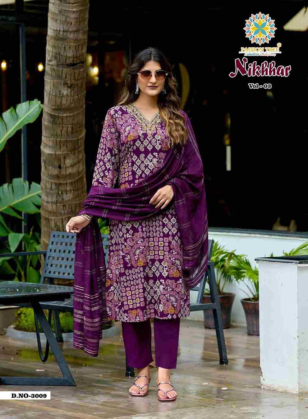 Nikhaar Vol- By Passion Tree 3001 To 3009 Series Beautiful Stylish Festive Suits Fancy Colorful Casual Wear & Ethnic Wear & Ready To Wear Rayon Foil Dresses At Wholesale Price