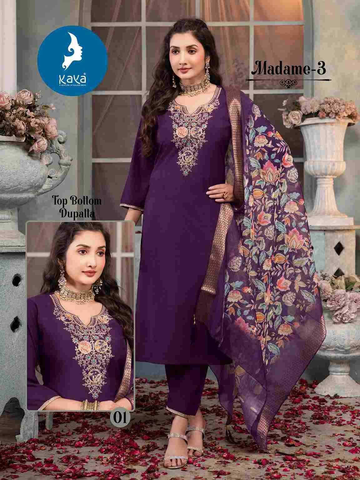 Madame Vol-3 By Kaya 01 To 06 Series Designer Festive Suits Beautiful Fancy Colorful Stylish Party Wear & Occasional Wear Roman Silk Dresses At Wholesale Price