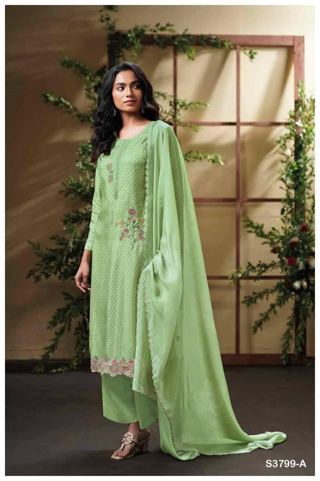 Drishta-3799 By Ganga Fashion 3799-A To 3799-D Series Beautiful Festive Suits Colorful Stylish Fancy Casual Wear & Ethnic Wear Pure Bemberg Dresses At Wholesale Price