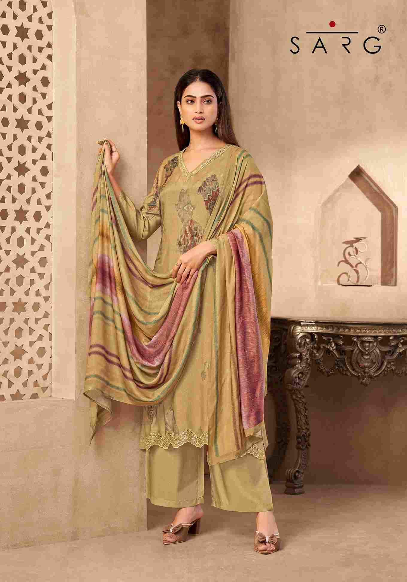 Rang Saaj By Sarg Beautiful Stylish Festive Suits Fancy Colorful Casual Wear & Ethnic Wear & Ready To Wear Pure Muslin Silk Print Dresses At Wholesale Price
