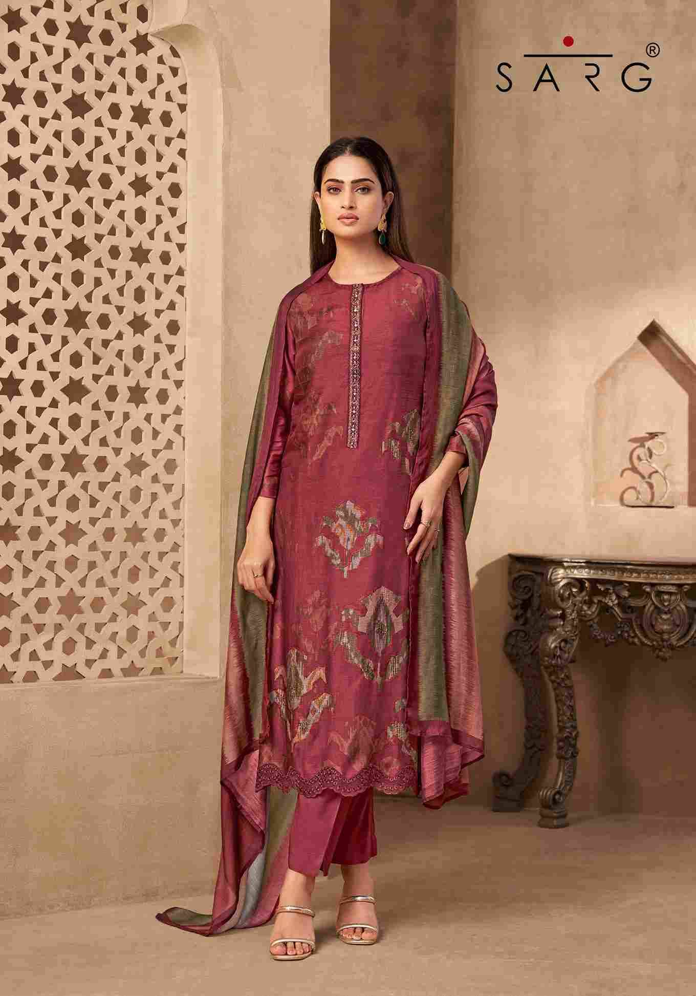 Rang Saaj By Sarg Beautiful Stylish Festive Suits Fancy Colorful Casual Wear & Ethnic Wear & Ready To Wear Pure Muslin Silk Print Dresses At Wholesale Price