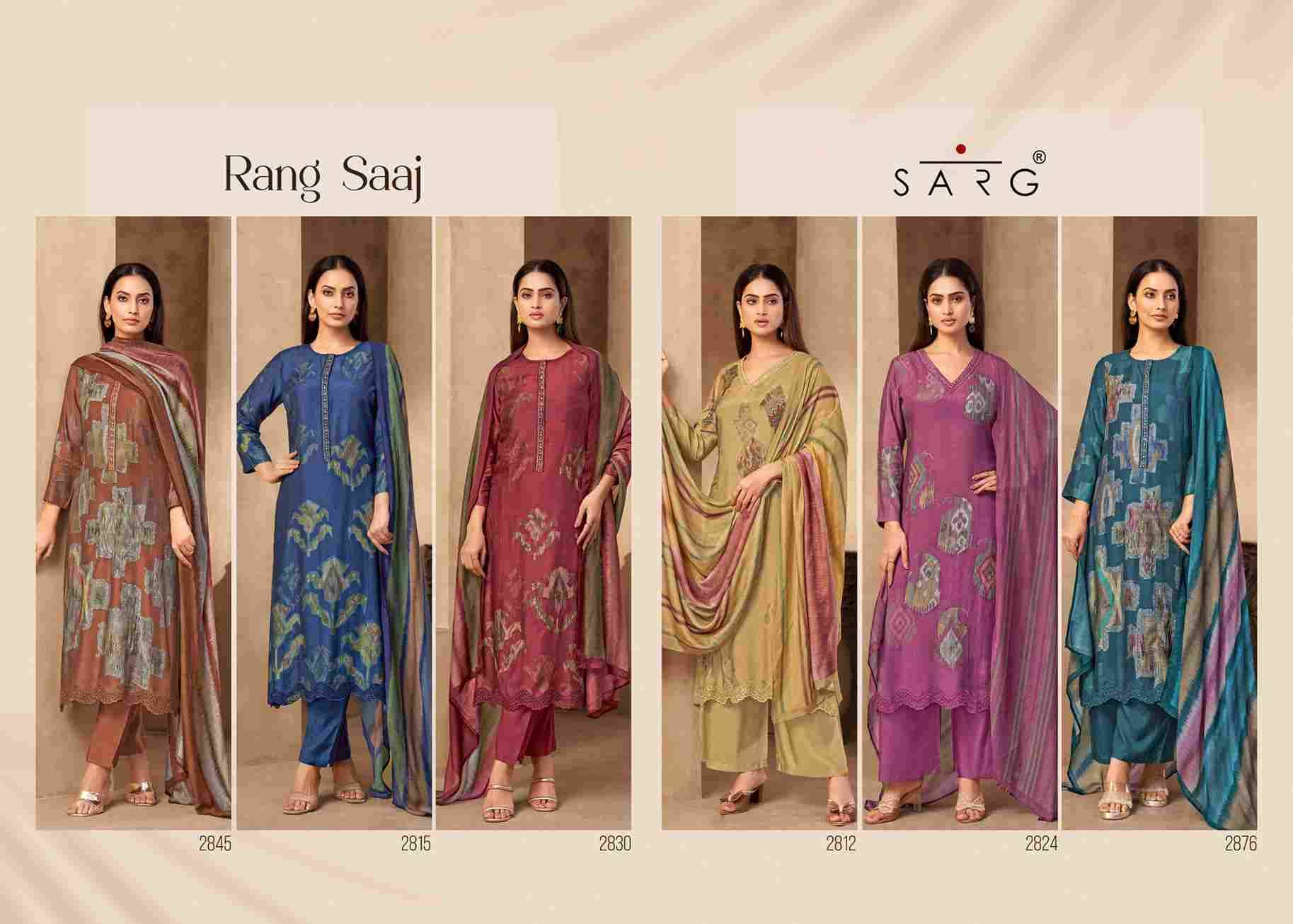 Rang Saaj By Sarg Beautiful Stylish Festive Suits Fancy Colorful Casual Wear & Ethnic Wear & Ready To Wear Pure Muslin Silk Print Dresses At Wholesale Price
