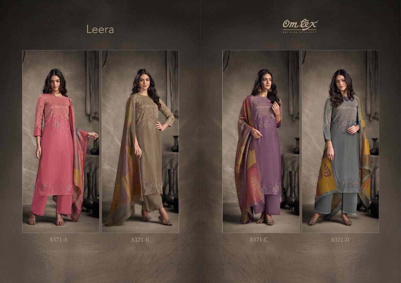 Leera By Om Tex 8371-A To 8371-D Series Beautiful Festive Suits Colorful Stylish Fancy Casual Wear & Ethnic Wear Silk Dresses At Wholesale Price