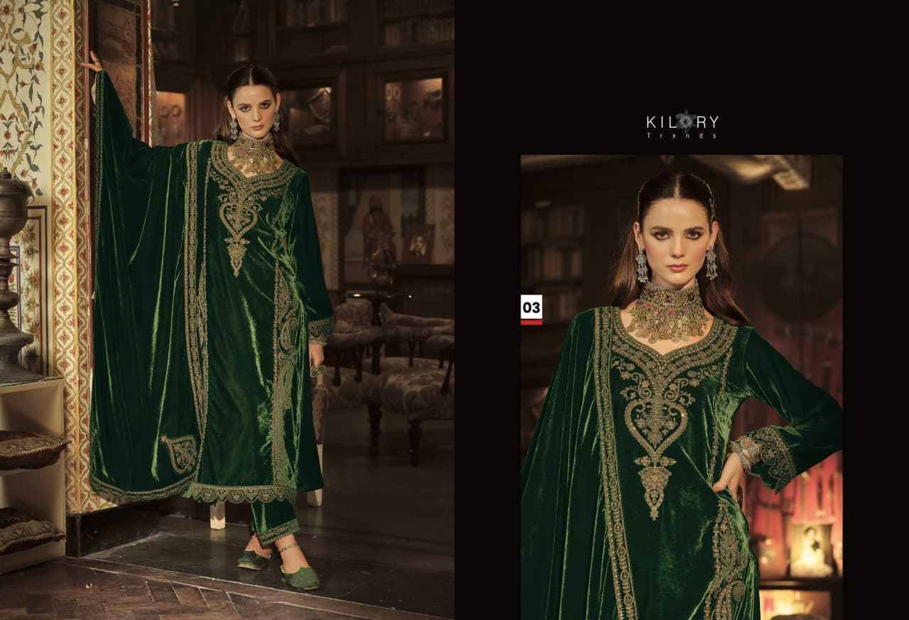 Surmayi By Kilory 01 To 06 Series Beautiful Festive Suits Colorful Stylish Fancy Casual Wear & Ethnic Wear Pure Velvet Dresses At Wholesale Price