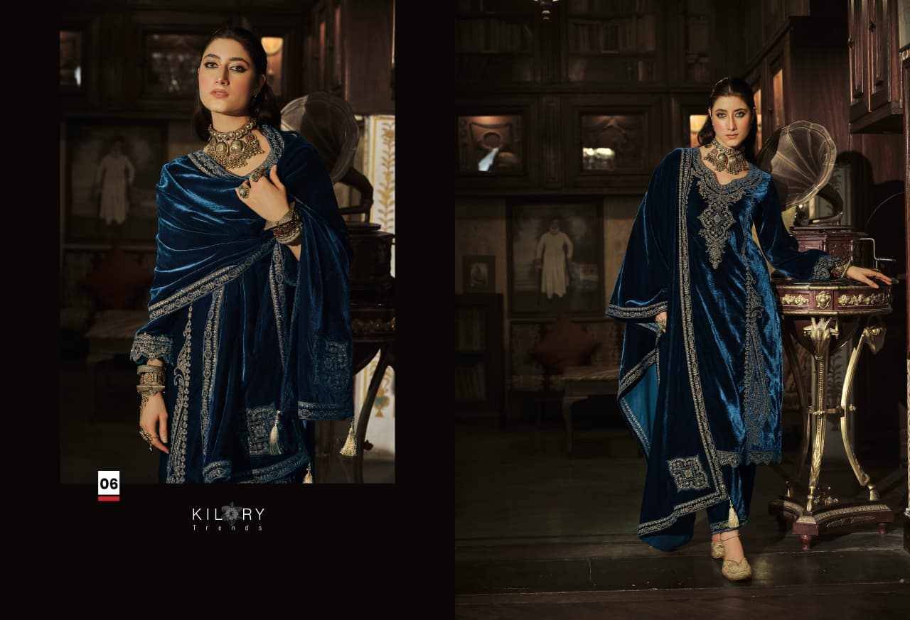 Surmayi By Kilory 01 To 06 Series Beautiful Festive Suits Colorful Stylish Fancy Casual Wear & Ethnic Wear Pure Velvet Dresses At Wholesale Price