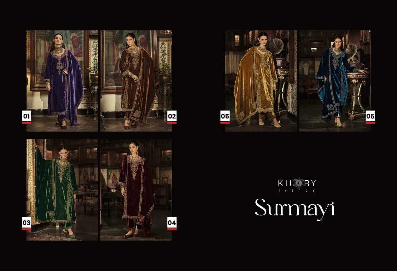 Surmayi By Kilory 01 To 06 Series Beautiful Festive Suits Colorful Stylish Fancy Casual Wear & Ethnic Wear Pure Velvet Dresses At Wholesale Price