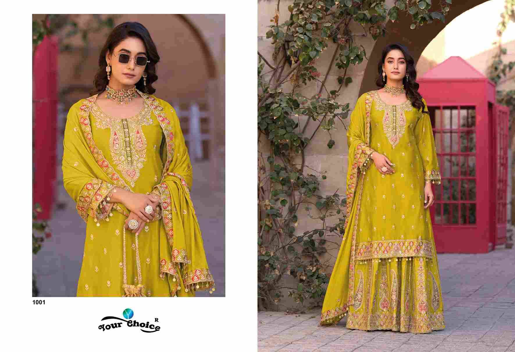 Gold Vol-1 By Your Choice 1001 To 1003 Series Designer Sharara Suits Beautiful Fancy Colorful Stylish Party Wear & Occasional Wear Heavy Chinnon Dresses At Wholesale Price
