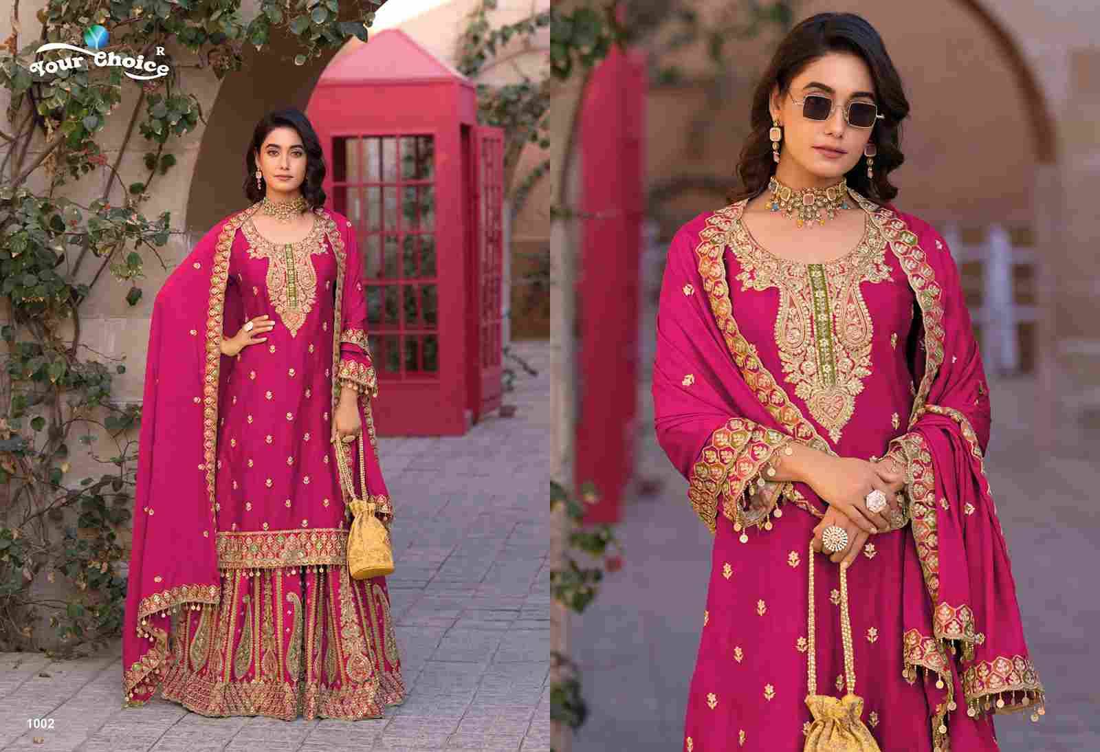 Gold Vol-1 By Your Choice 1001 To 1003 Series Designer Sharara Suits Beautiful Fancy Colorful Stylish Party Wear & Occasional Wear Heavy Chinnon Dresses At Wholesale Price