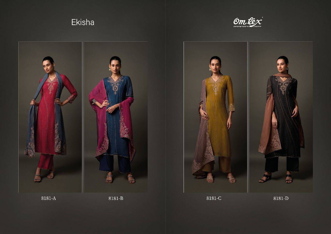 Ekisha By Om Tex 8181-A To 8181-D Series Beautiful Festive Suits Colorful Stylish Fancy Casual Wear & Ethnic Wear Khadi Silk Dresses At Wholesale Price