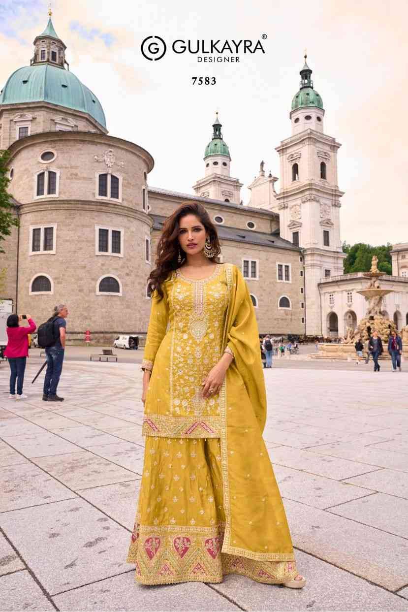 Veronica By Gulkayra Designer 7583 To 7586 Series Beautiful Sharara Suits Colorful Stylish Fancy Casual Wear & Ethnic Wear Simar Silk Dresses At Wholesale Price