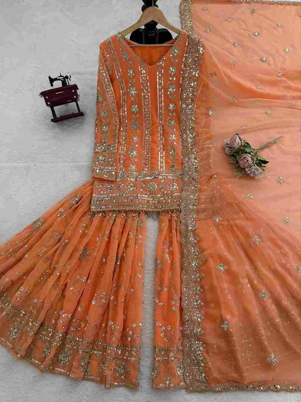 R-5926 By Fashid Wholesale Beautiful Sharara Suits Colorful Stylish Fancy Casual Wear & Ethnic Wear Faux Georgette Dresses At Wholesale Price
