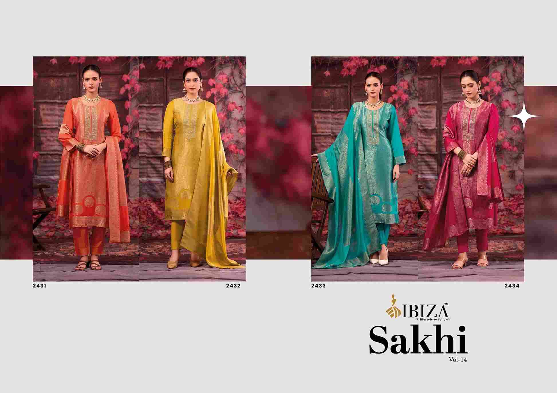 Sakhi Vol-14 By Ibiza 2431 To 2434 Series Designer Festive Suits Beautiful Fancy Stylish Colorful Party Wear & Occasional Wear Pure Silk Jacquard Dresses At Wholesale Price