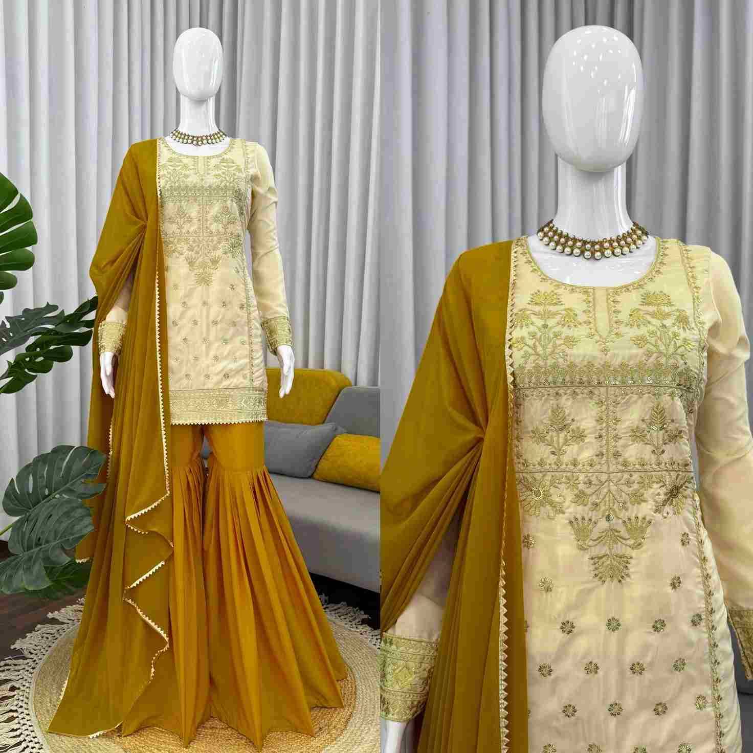 R-5918 By Fashid Wholesale Beautiful Sharara Suits Colorful Stylish Fancy Casual Wear & Ethnic Wear Natural Crepe Dresses At Wholesale Price