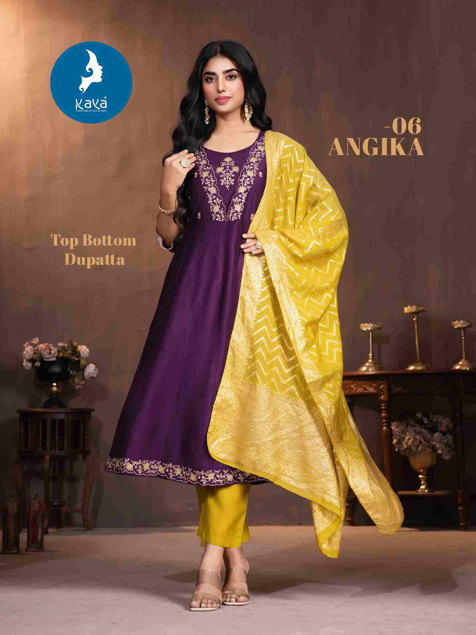 Angika By Kaya 01 To 06 Series Designer Anarkali Suits Beautiful Stylish Fancy Colorful Party Wear & Occasional Wear Gadhwal Silk Print Dresses At Wholesale Price