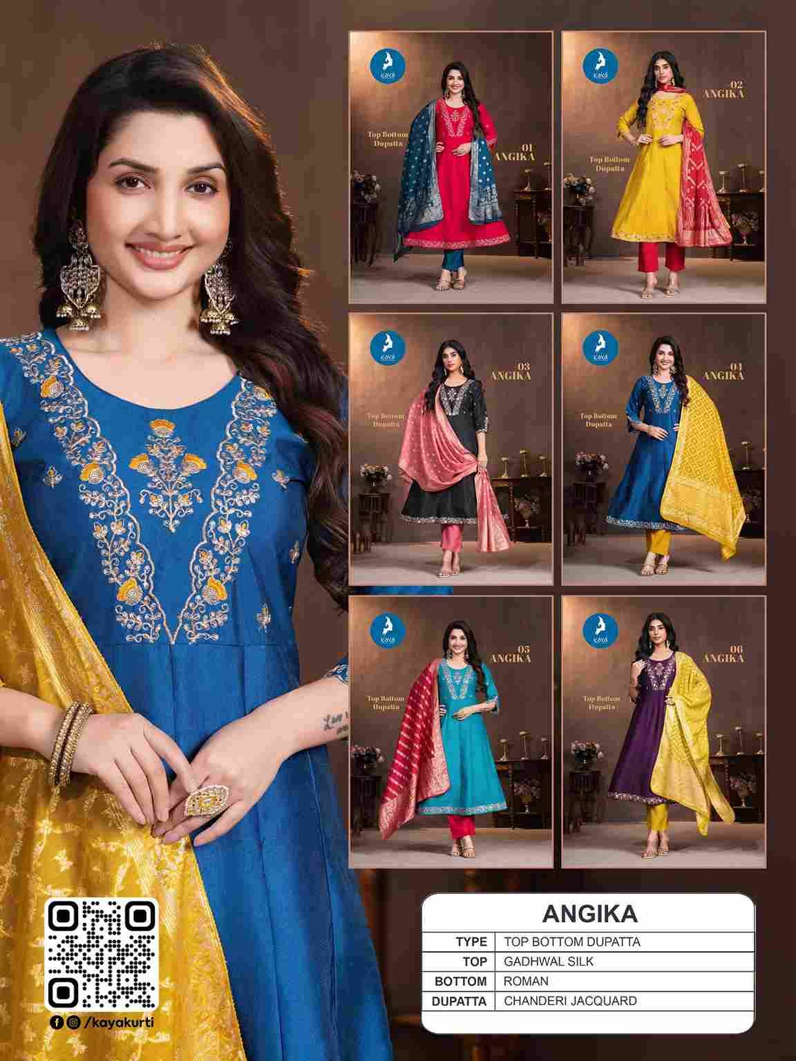 Angika By Kaya 01 To 06 Series Designer Anarkali Suits Beautiful Stylish Fancy Colorful Party Wear & Occasional Wear Gadhwal Silk Print Dresses At Wholesale Price